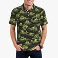 thumbnail image 1 of Honeii Light Green Excavator print Polo Shirt, a classic short-sleeved, button-down golf shirt designed for menX-Large, 1 of 6