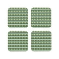 thumbnail image 1 of Honeii Light Green Squares print Leather Coaster Set of 4, ideal for safeguarding your furniture from drinks spills and effortless cleanup-Square, 1 of 6