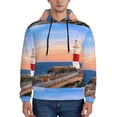 thumbnail image 1 of Honeii Lighthous1 Pattern Mens Hoodies Men's Loose Sleeve Sweatshirt,Pullover Hooded Sweatshirt for Men,Essentials Hoodie-XX-Large, 1 of 7