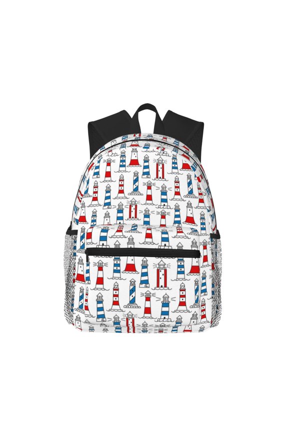 Lighthouse And Beacon Print School Backpack,Casual Lightweight Travel Rucksack Daypack,Backpacks for College High