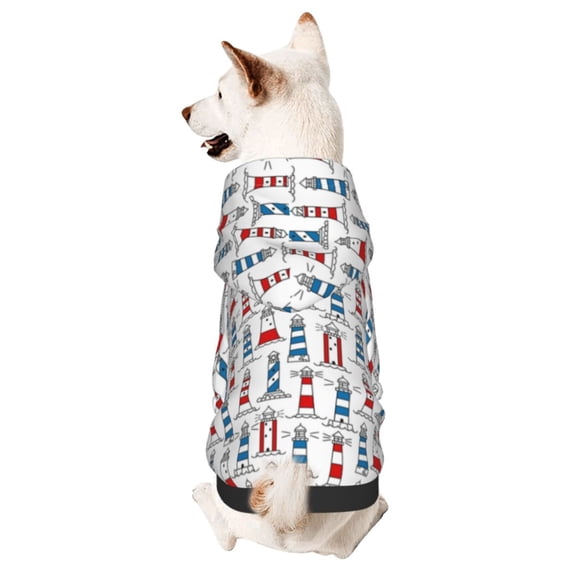Honeii Lighthouse And Beacon Print Small Dog Hoodies Pet Hooded Sweatshirts Fall Winter Puppy Cat Sweaters Warm Clothes for Small Dogs Outfits Costume-Small