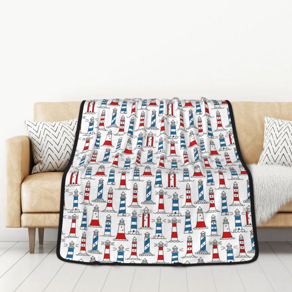 Honeii Lighthouse And Beacon for Throw Blanket for Couch - Thick Blanket, Soft Fuzzy Plush Throw Blanket for All Seasons, Double Sided Blanket,50x60 In