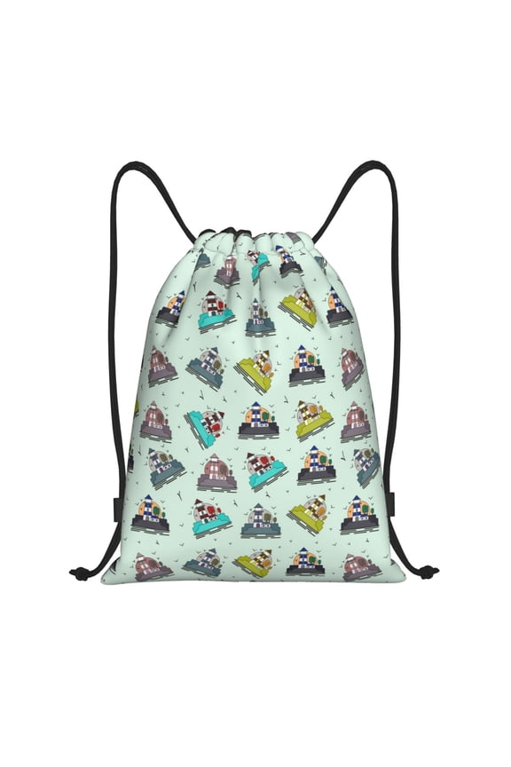 Lighthouse Print Drawstring Backpack,Drawstring Bags String Backpack Gym Cinch Sack Backpack Sport Bag Draw-Small
