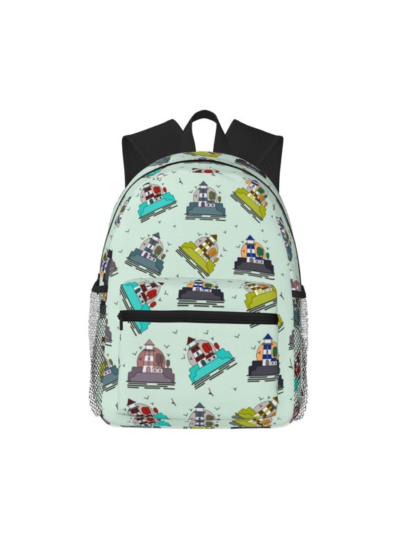 Lighthouse Print School Backpack,Casual Lightweight Travel Rucksack Daypack,Backpacks for College High