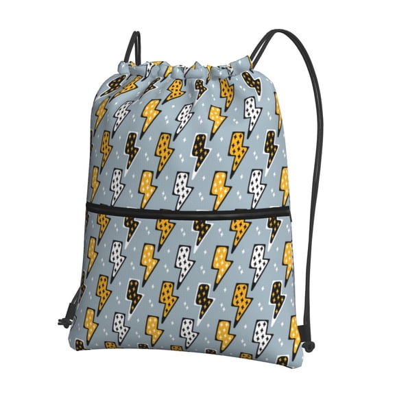 Honeii Lightning Bolts Print Drawstring Backpack,String Bag,Sackpack Cinch Water Resistant Nylon for Gym Shopping Sport Yoga