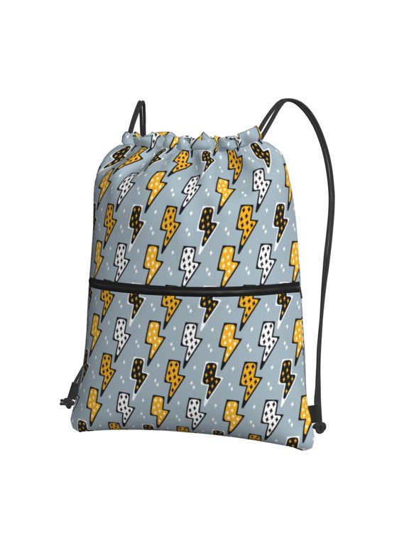 Lightning Bolts Print Drawstring Backpack,String Bag,Sackpack Cinch Water Resistant Nylon for Gym Shopping Sport Yoga