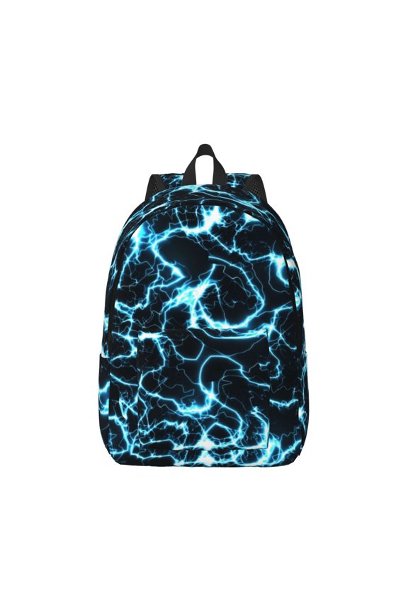 Lightning Print Canvas College Laptop Backpack, Durable Rucksack Travel Notebook Bag School Backpack Book Bag for Men Women-Small