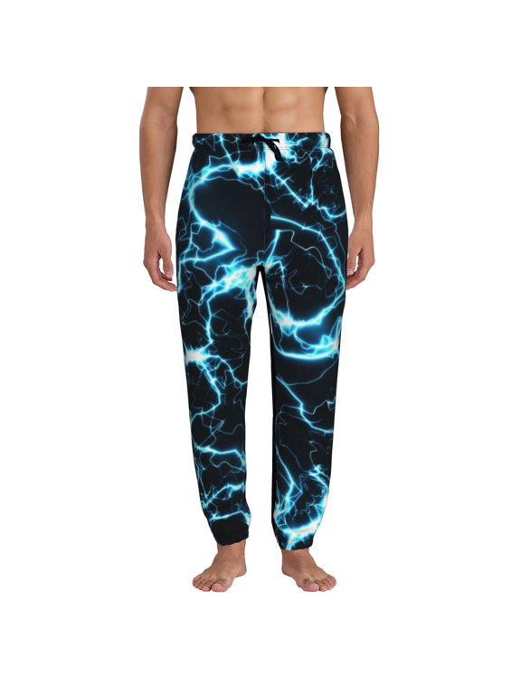 Lightning Print Mens Jogger Sweatpants, Men's Lounge Pants with Pockets-Large
