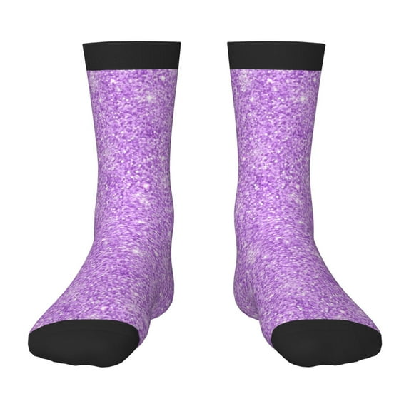 Honeii Lilac Glittering Print Children's Colorful Socks,Unisex Kids and Toddlers' Cushioned Sock,Kids Athletic Crew Socks,for Everyday Wear and Sports