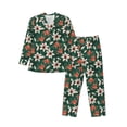 thumbnail image 1 of Honeii Lilies Flowers Pattern Mens Pajamas Set,2pcs Men's Lounge Long Sleeve Sleep Shirt and Pajama Bottoms Sleepwear Set,Mens Pjs Sets-Small, 1 of 7