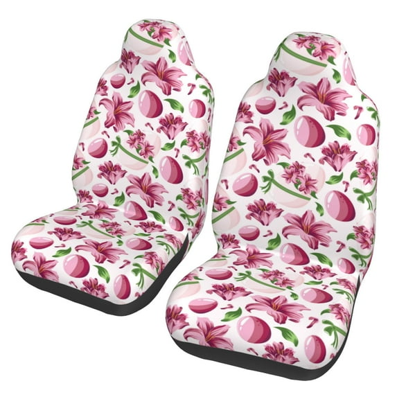Honeii Lilies Flowers Print Car Seat Covers 2 Pieces, Full Set Universal Seat Covers for Cars, Waterproof Auto Seat Protectors