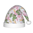 thumbnail image 1 of Honeii Lilies Flowers Print Hat Santa Claus Hat For Xmas Party, Christmas Caps For Boys Girls Child,Christmas Beanie, 1 of 6