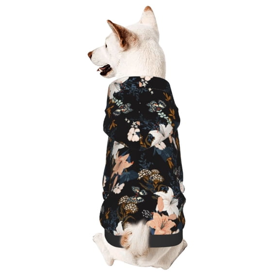 Honeii Lilies Flowers Print Small Dog Hoodies Pet Hooded Sweatshirts Fall Winter Puppy Cat Sweaters Warm Clothes for Small Dogs Outfits Costume-XX-Large