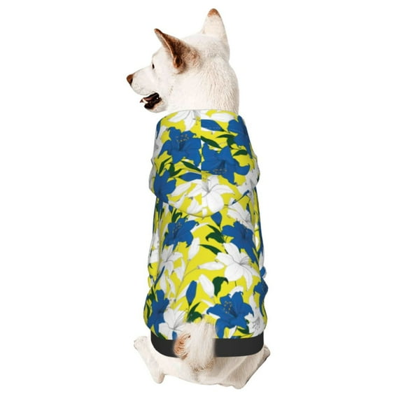 Honeii Lilies Flowers Print Small Dog Hoodies Pet Hooded Sweatshirts Fall Winter Puppy Cat Sweaters Warm Clothes for Small Dogs Outfits Costume-Large