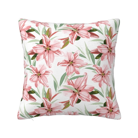 Honeii Lilies Flowers Print Throw Pillow, Square Decorative Pillow Forms Soft Fluffy Plump Pillow Decorative Pillow Inserts,Couch Pillows-20"x20"