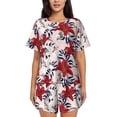 thumbnail image 1 of Honeii Lilies Flowers for Women's Summer Pajama Set featuring Soft Short Sleeve Shirt & Matching Bottoms with Convenient Pockets for Relaxed Home Wear-3X-Large, 1 of 6