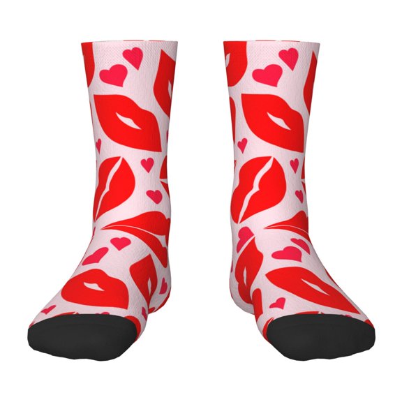 Honeii Lips Kiss Print Children's Colorful Socks,Unisex Kids and Toddlers' Cushioned Sock,Kids Athletic Crew Socks,for Everyday Wear and Sports