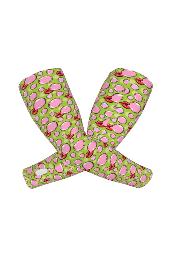 Lips blowing bubble gum Print Cooling Sleeves for Sun Protection, Ice Silk Arm Sleeves with UV Protection, Perfect for Outdoor Sports, Golf, Cycling, Running,Fishing