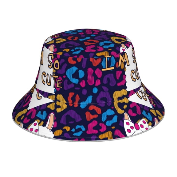 Honeii Llama Alpaca for Unisex Bucket Hat Waterproof Rain Hat Reversible Shiny Rave Bucket Hat for Concert Festival Boonie Cap