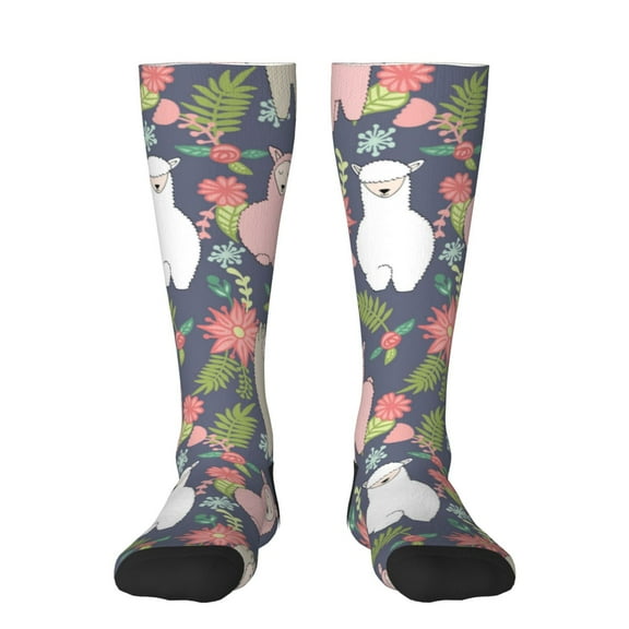 Honeii Llamas Print Long Socks,Novelty Design Socks Gift for Men and Women,Crew Socks,Calf Socks