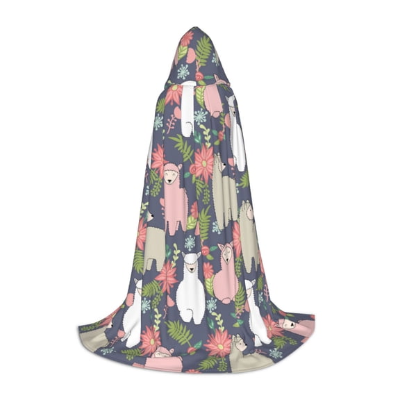 Honeii Llamas Print Poncho Cape, Cloak Coat, Snuggly Hooded Wearable Blanket, Hooded Cape For Teenagers,Halloween Costumes-Small