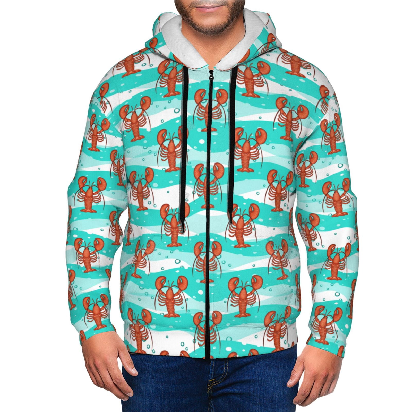 Lobster Crab Pattern Print Men Women Pullover Hoodie
