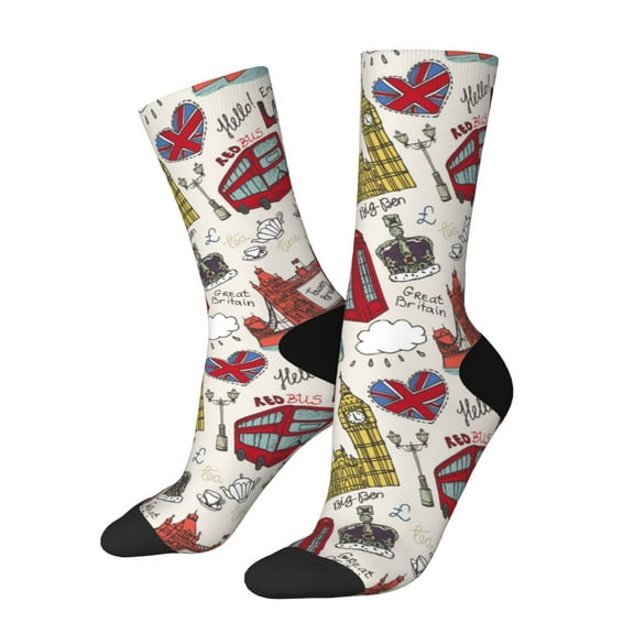 Honeii London Landmark1 Print Adult Socks,Crew Socks,Casual Calf Socks,Daily Wear Socks for Men & Women, Perfect for Sports, Casual and Everyday Use