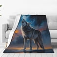 thumbnail image 1 of Honeii Lonely Night Sky Wolf Print Fleece Blanket - Throw Blanket for Bed, Sofa, Couch, Camping, and Travel , Microplush Ultra Soft Warm Blanket-40"x30", 1 of 7