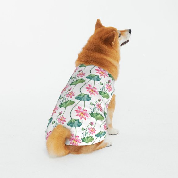 Honeii Lotus Flower Pattern 100% Cotton Dog Clothes Dog Costumes Doggie Shirts Puppy Shirt Pet Vest Tank Top Cat Tee-3X-Large