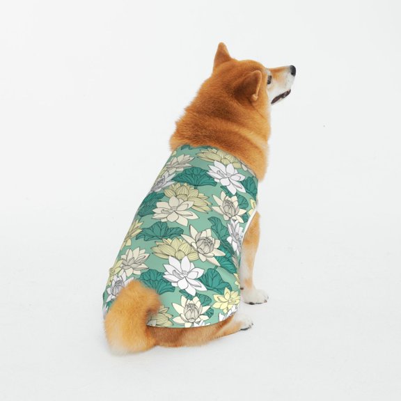 Honeii Lotus Flower1 Pattern 100% Cotton Dog Clothes Dog Costumes Doggie Shirts Puppy Shirt Pet Vest Tank Top Cat Tee-XX-Large