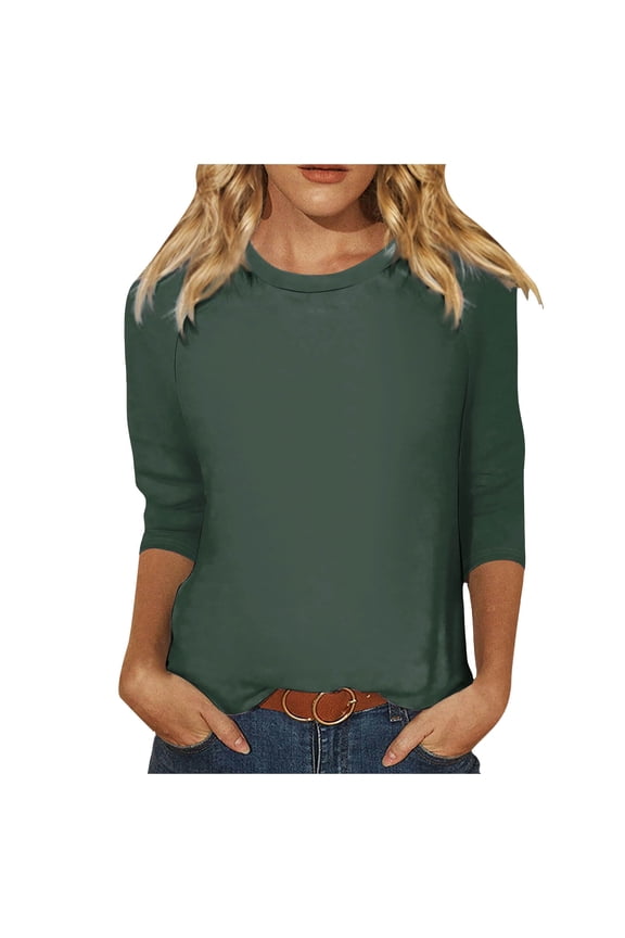 Women's 3/4 Sleeve Casual T-Shirt Summer Comfortable Round Neck Raglan Top Versatile Stylish Blouse Soft Breathable Tee