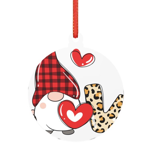 Honeii Love Gnomes Print Christmas Tree Acrylic Ornament | Christmas Decoration, Living Room Bedroom Garden Seasonal Decor for Christmas Tree-Round Shape