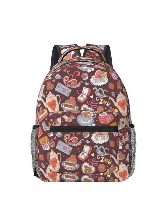 Love Heart Print Backpack for School,15.6 inch Laptop Back Pack for High School and College Students, Waterproof Computer Bookbag-One Size