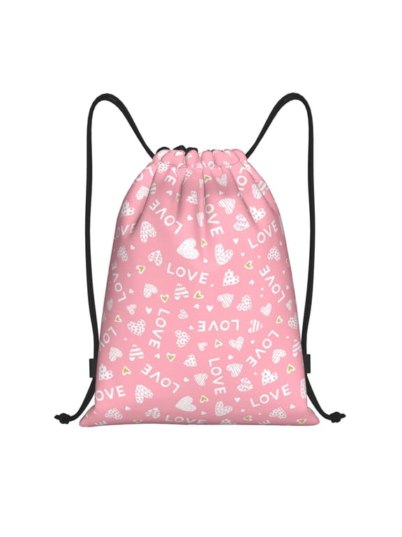 Love Print Drawstring Backpack,Drawstring Bags String Backpack Gym Cinch Sack Backpack Sport Bag Draw-Small