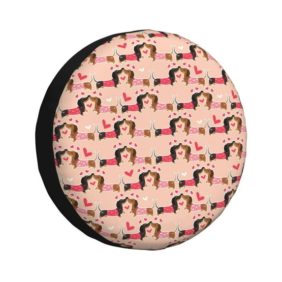 Honeii Love dachshund dogs Print Tire Covers, Waterproof Anti-UV Sun Snow Rain Tire Covers for Trailers, RV, Camper, SUV, Truck-15 inch