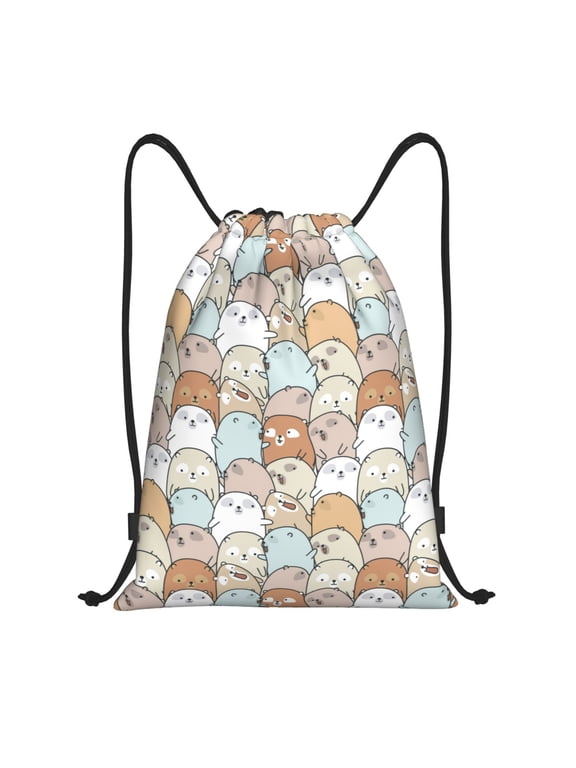 Lovely Bear Print Drawstring Backpack,Drawstring Bags String Backpack Gym Cinch Sack Backpack Sport Bag Draw-Medium