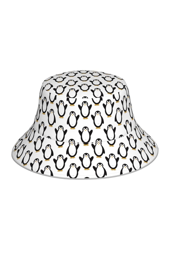 Lovely Penguin for Unisex Bucket Hat Waterproof Rain Hat Reversible Shiny Rave Bucket Hat for Concert Festival Boonie Cap