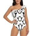 thumbnail image 1 of Honeii Lovely Penguin for women's one-piece swimsuit featuring a chic one-shoulder design experience elegance and style in the water-X-Large, 1 of 6