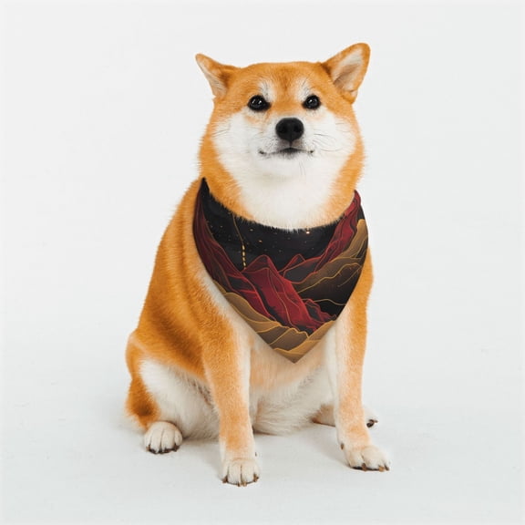 Honeii Lunar Mountains Golden Rivers Print Pet Scarf Dog Bandanas for Dogs Triangle Dog Scarfs,Bandana Pet Cute Scarf Bibs for Small Medium Dogs and Cat-Large