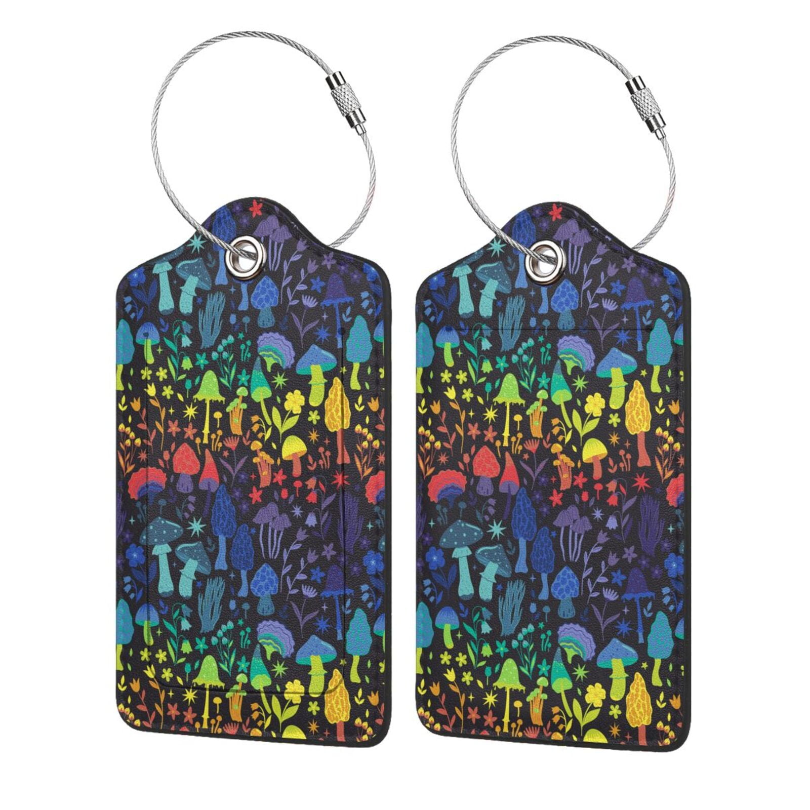 Honeii Magical Mushrooms and Flowers Print Leather Luggage Tag for ...
