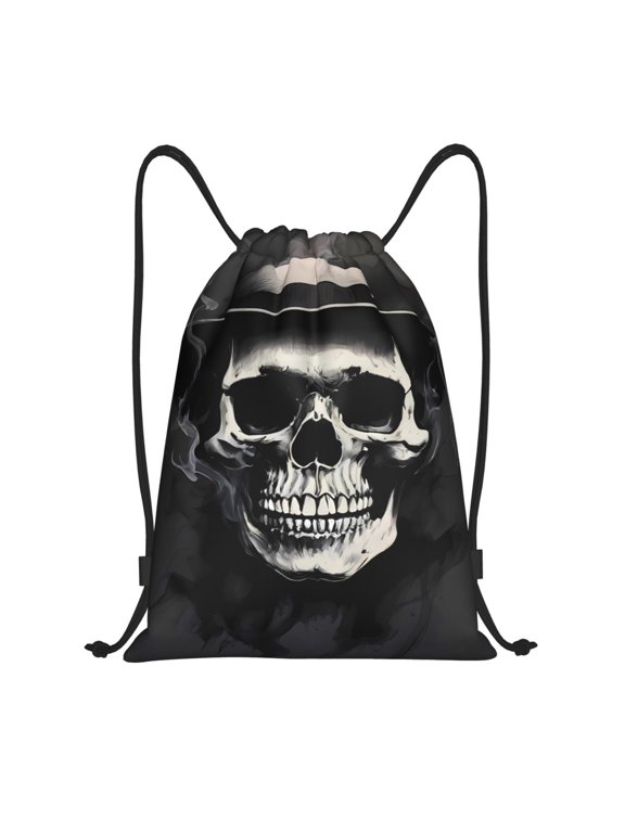 Magician Hat Skull Print Drawstring Backpack,Drawstring Bags String Backpack Gym Cinch Sack Backpack Sport Bag Draw-