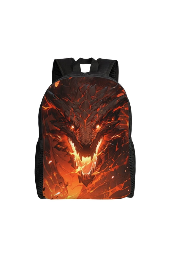 Magma Fire Black Dragon Print Laptop Backpack for Work, College, Travel, Daily Backpacks for Men Women, Sport Rucksack,Computer Bag