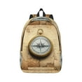 thumbnail image 1 of Honeii Magnetic Old Compass On World Map Print Canvas College Laptop Backpack, Durable Rucksack Travel Notebook Bag School Backpack Book Bag for Men Women-Medium, 1 of 7