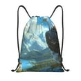 thumbnail image 1 of Honeii Majestic Eagle Over Castle Print Drawstring Backpack,Drawstring Bags String Backpack Gym Cinch Sack Backpack Sport Bag Draw-Small, 1 of 6