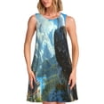 thumbnail image 1 of Honeii Majestic Eagle Over Castle Print Women's Sleeveless Dress, Loose Fit Casual Dress for Women, Summer Fashion Dress, 1 of 7