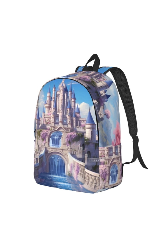 Majestic Fantasy Castle Print Canvas Backpack for School & Outdoor,Laptop Excursion Backpack,Notebook School Bookbag For Men Women,for Work, Travel, and Everyday Use-Medium