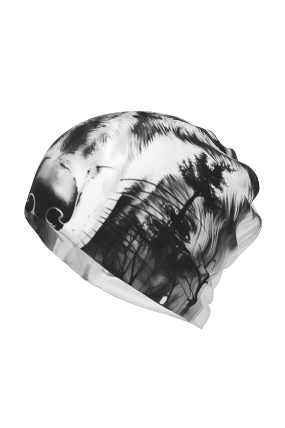 Majestic Wolf Landscape Print Winter Beanie Daily Hat - Thermal Polar Fleece Ski Running Hat Skull Cap for Men and Women,Beanie