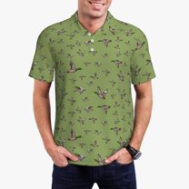 Honeii Mallard Duck Print Polo Shirt, A Classic Short-Sleeved, Button-Down Golf Shirt for Men,Mens Polo Shirts Short Sleeve-Small