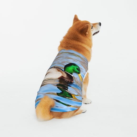 Honeii Mallard Duck Swimming In A River Pattern 100% Cotton Dog Clothes Dog Costumes Doggie Shirts Puppy Shirt Pet Vest Tank Top Cat Tee-XX-Large