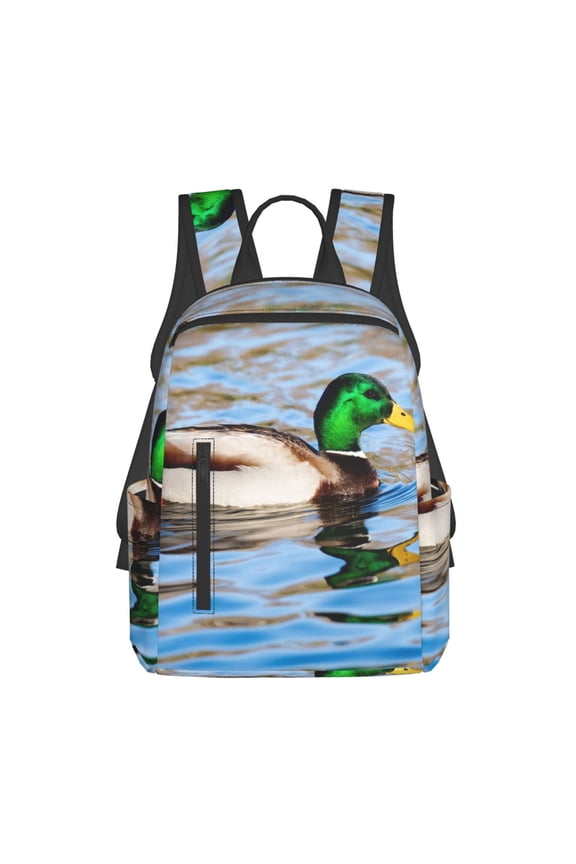 Mallard Duck Swimming In A River Print Lightweight Backpacks,Carry on Backpack,Durable Backpack for School, Work & Travel